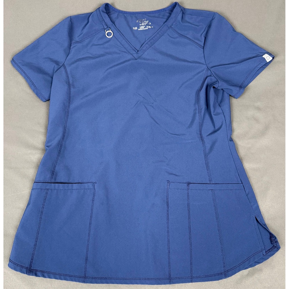 Cherokee Infinity Scrub Top Womens Small Blue V-Neck